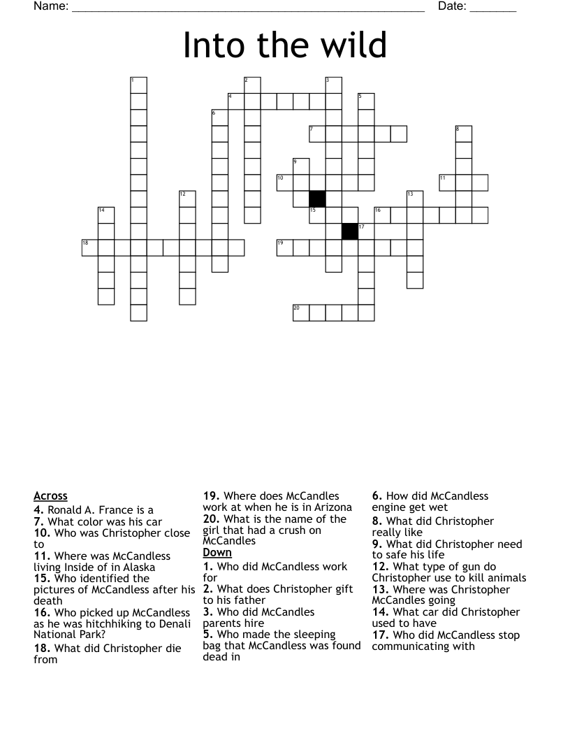 Into the wild Crossword
