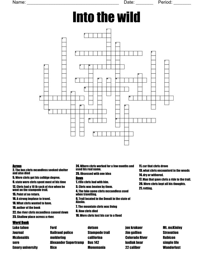 Into the wild Crossword