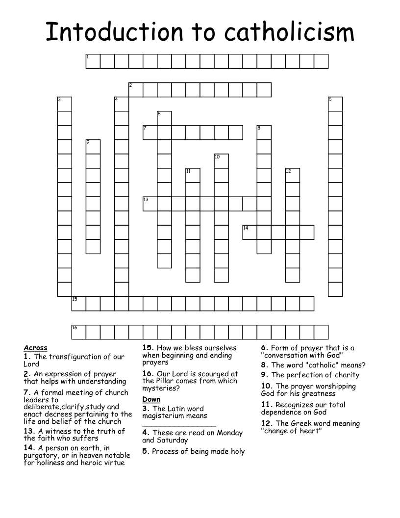 Intoduction to catholicism Crossword