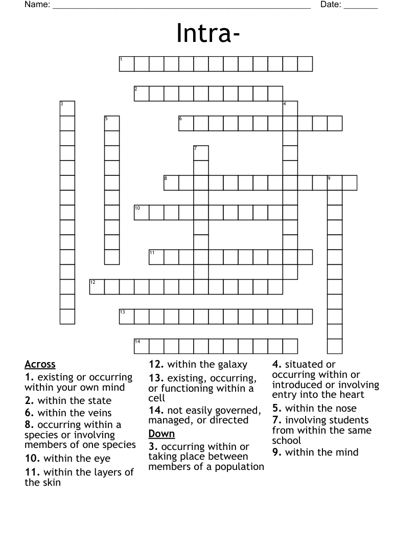 Intra- Crossword