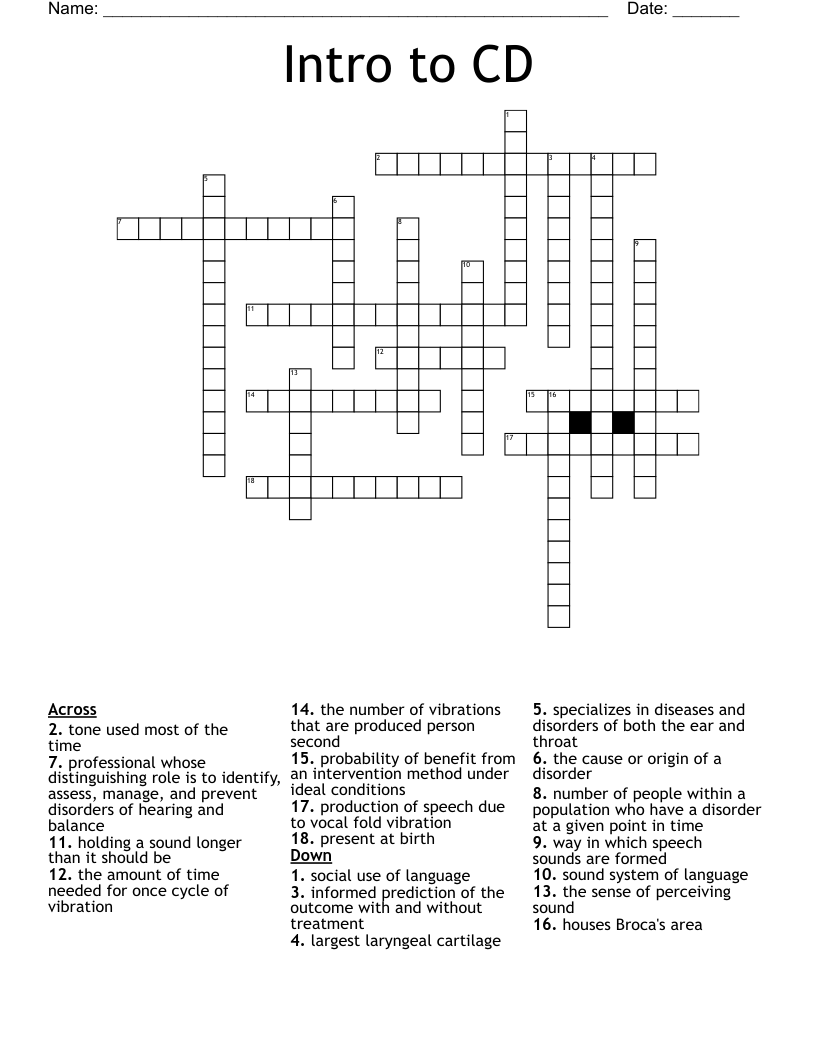 Intro to CD Crossword