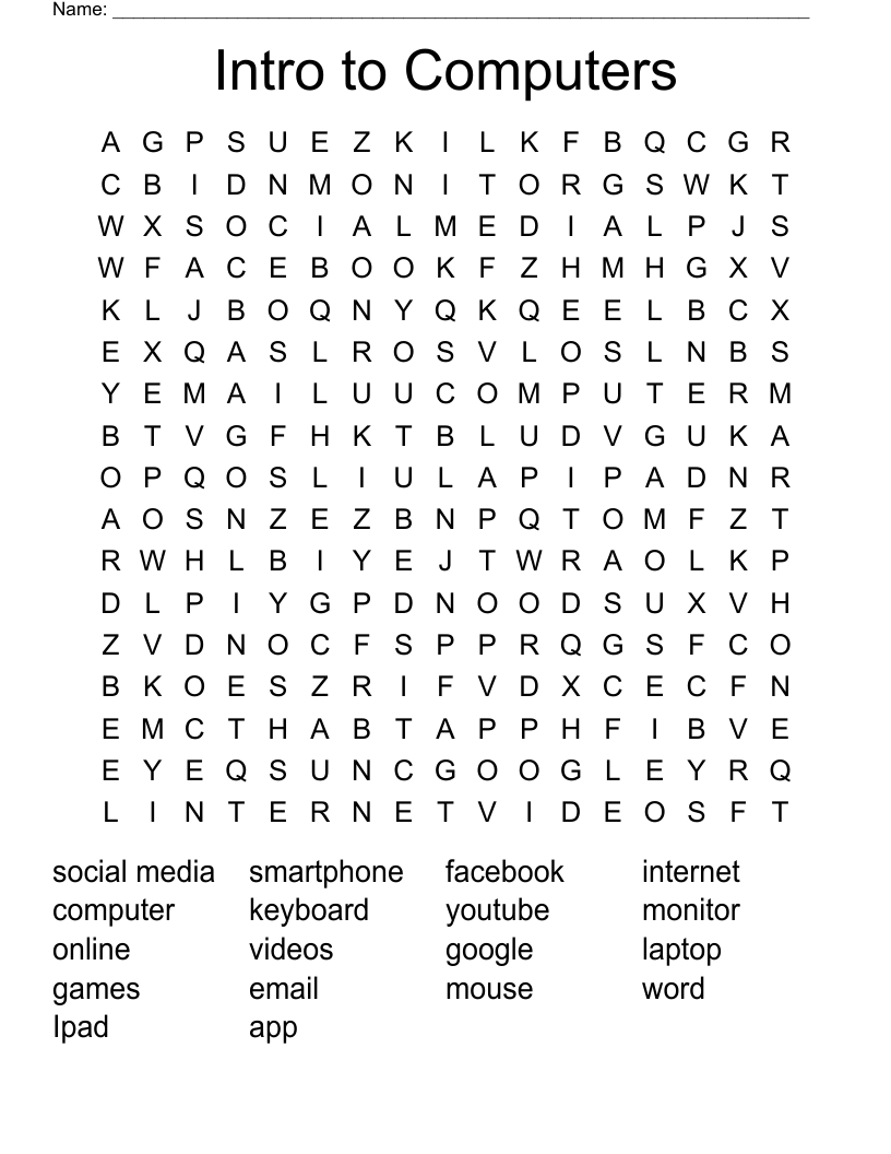 Intro to Computers Word Search