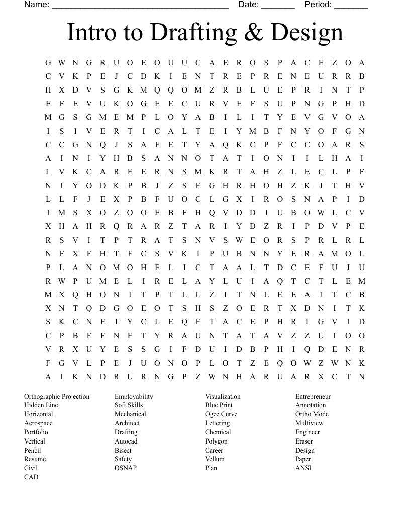 Intro to Drafting & Design Word Search
