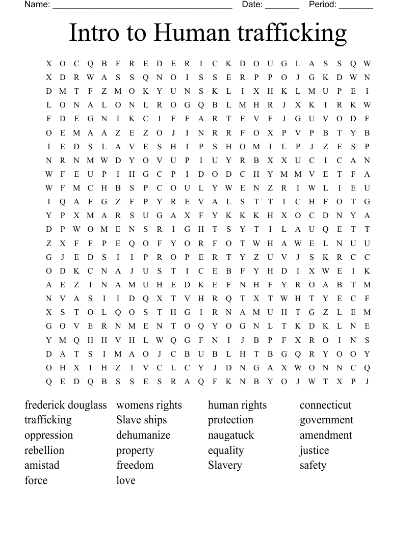 Intro to Human trafficking  Word Search