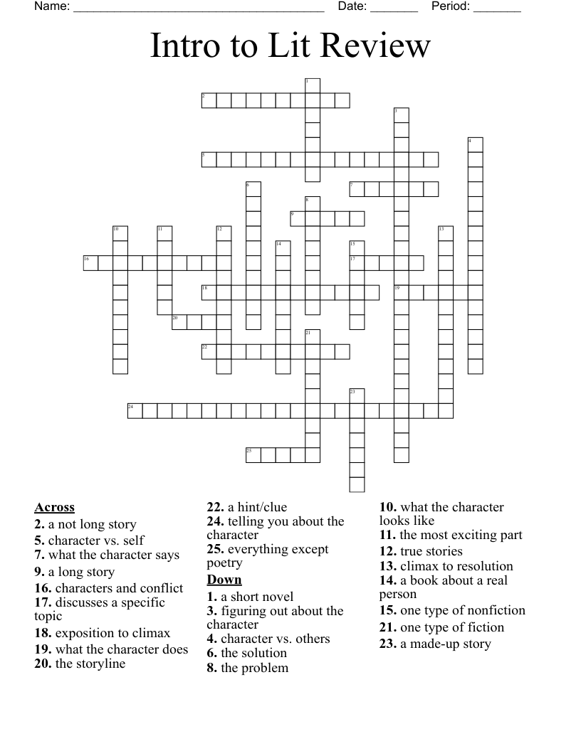 Intro to Lit Review Crossword
