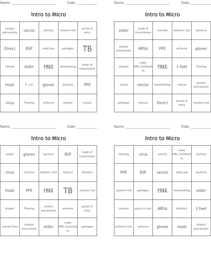 Intro to Micro Bingo Cards