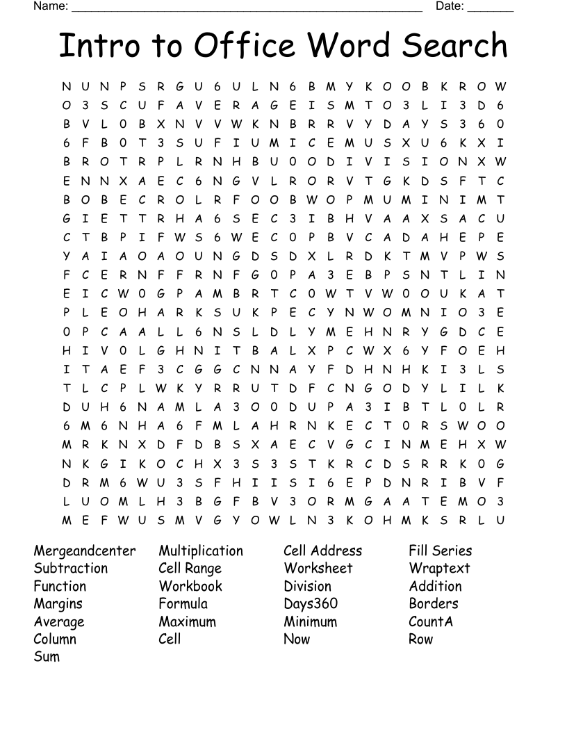 Intro to Office Word Search