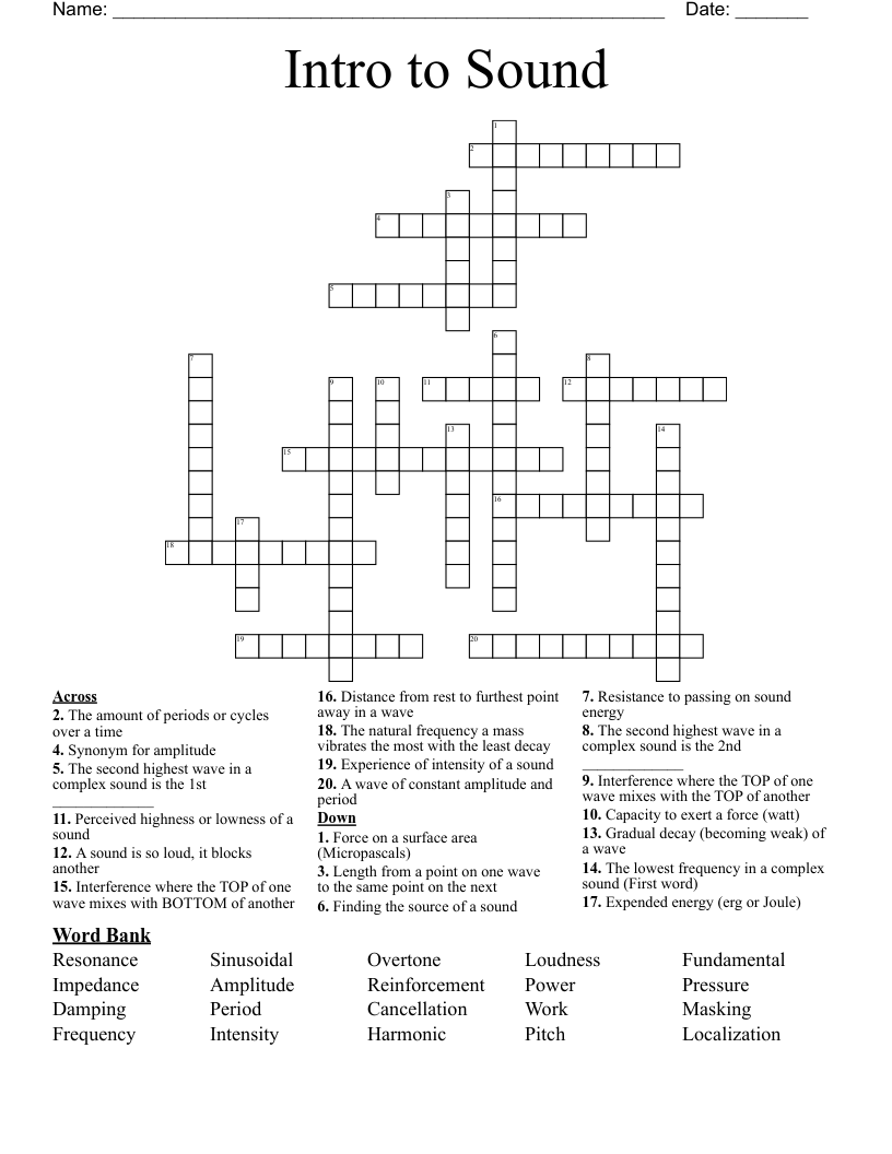 Intro to Sound Crossword