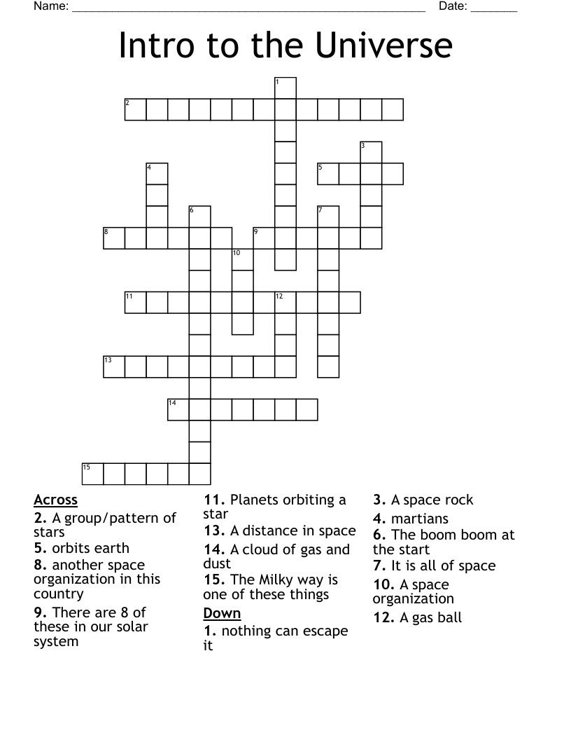 Intro to the Universe Crossword