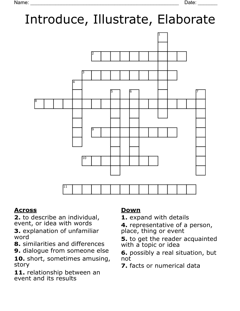 Introduce, Illustrate, Elaborate Crossword