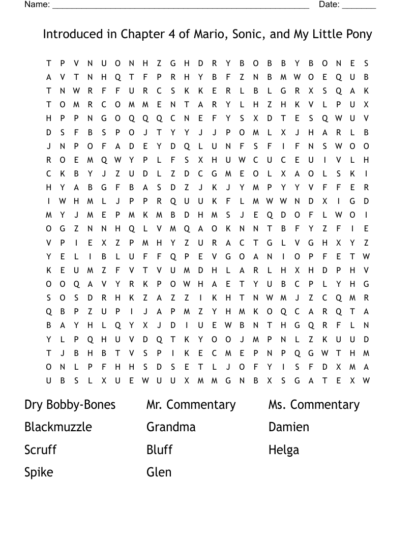 Introduced in Chapter 4 of Mario, Sonic, and My Little Pony Word Search