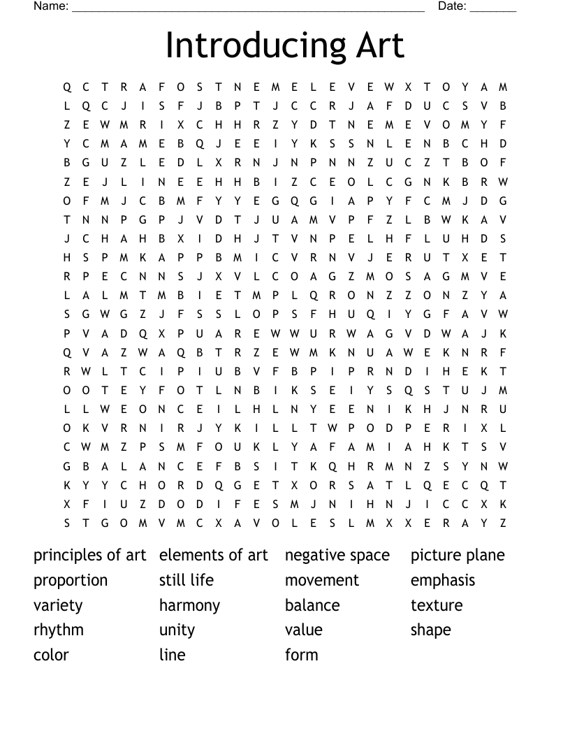 Introducing Art    Word Search