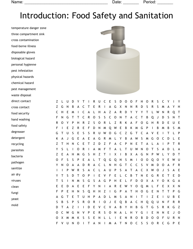 Introduction: Food Safety and Sanitation Word Search