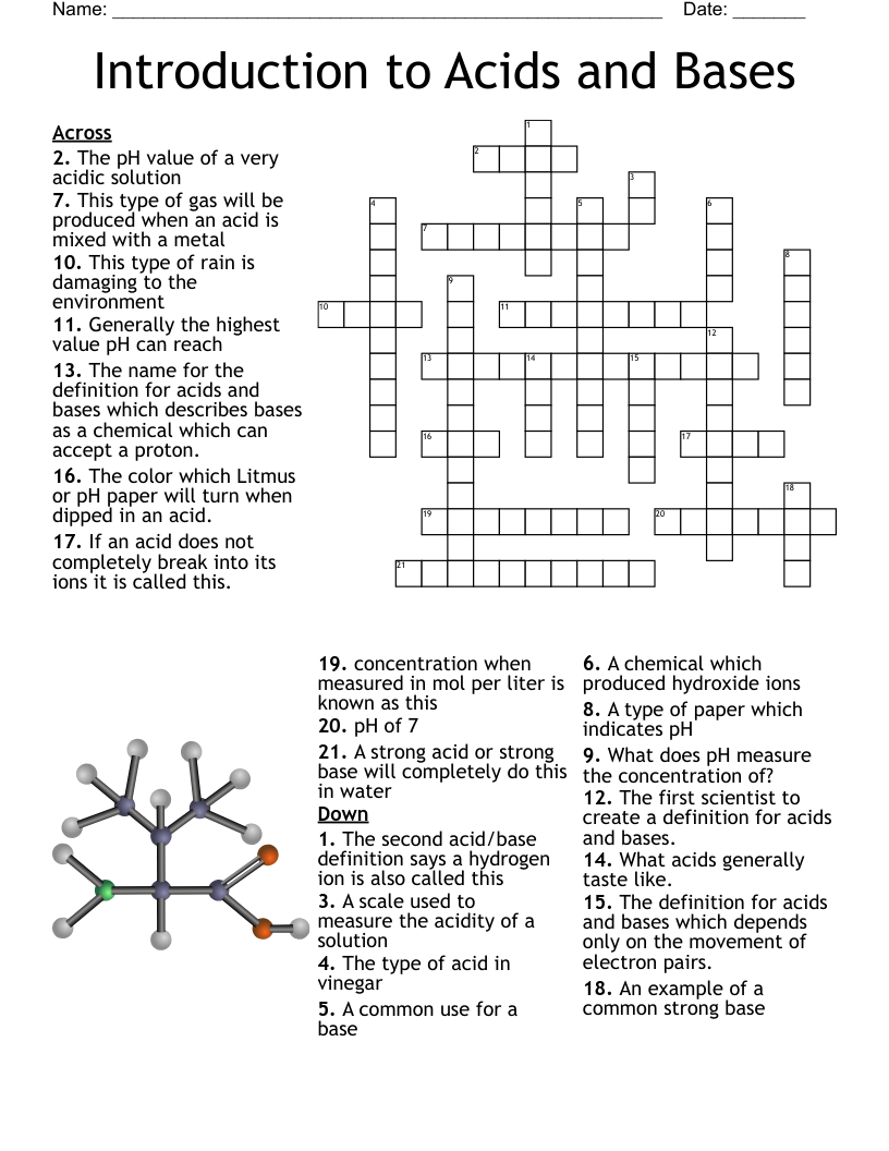Introduction to Acids and Bases Crossword