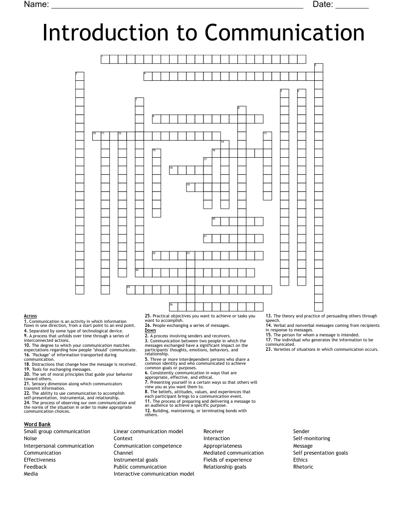 Introduction to Communication Crossword