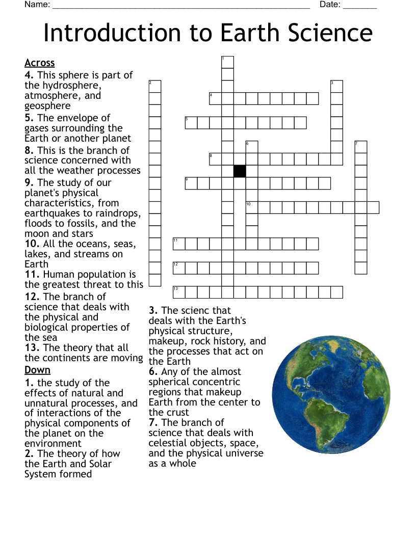 Introduction to Earth Science Crossword