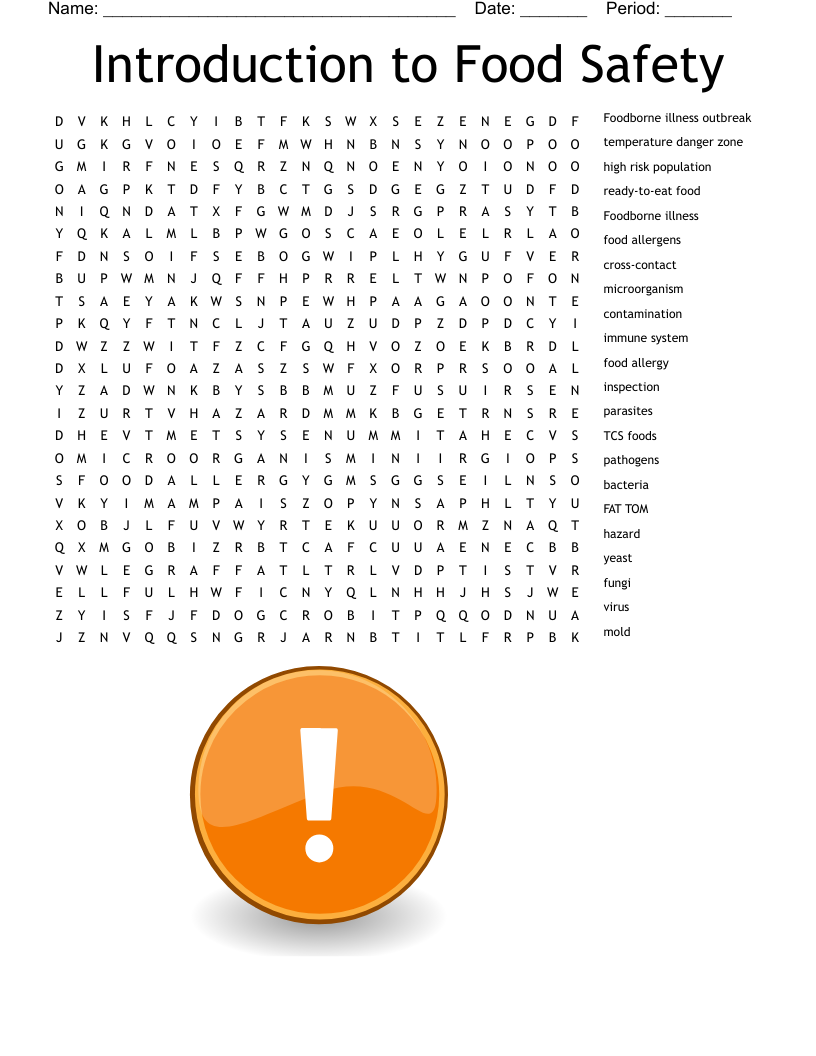 Introduction to Food Safety Word Search