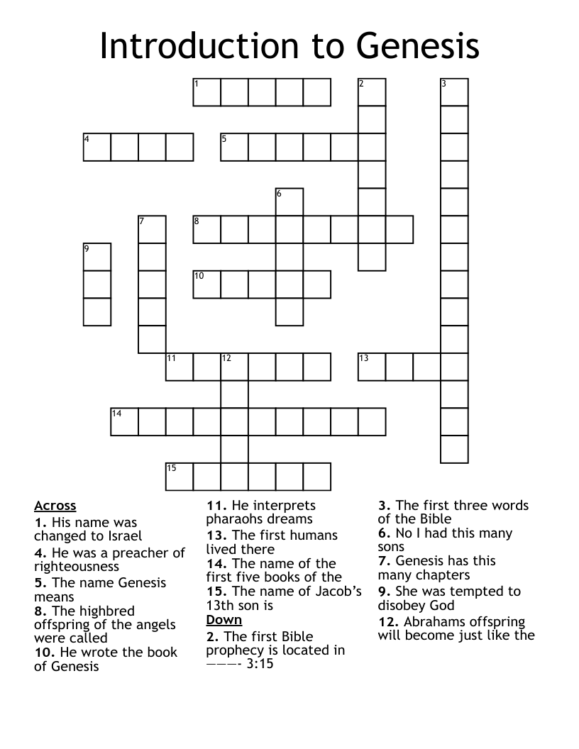 Introduction to Genesis Crossword