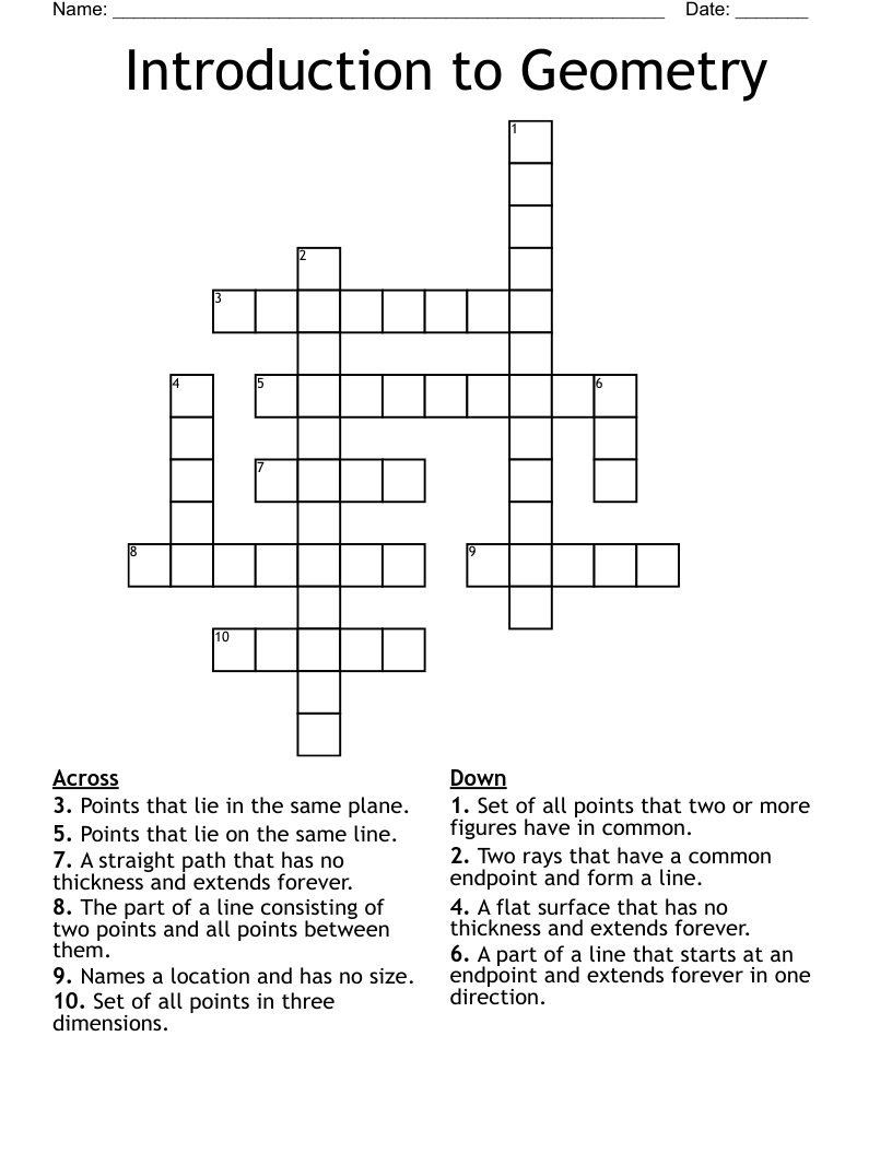 Introduction to Geometry Crossword
