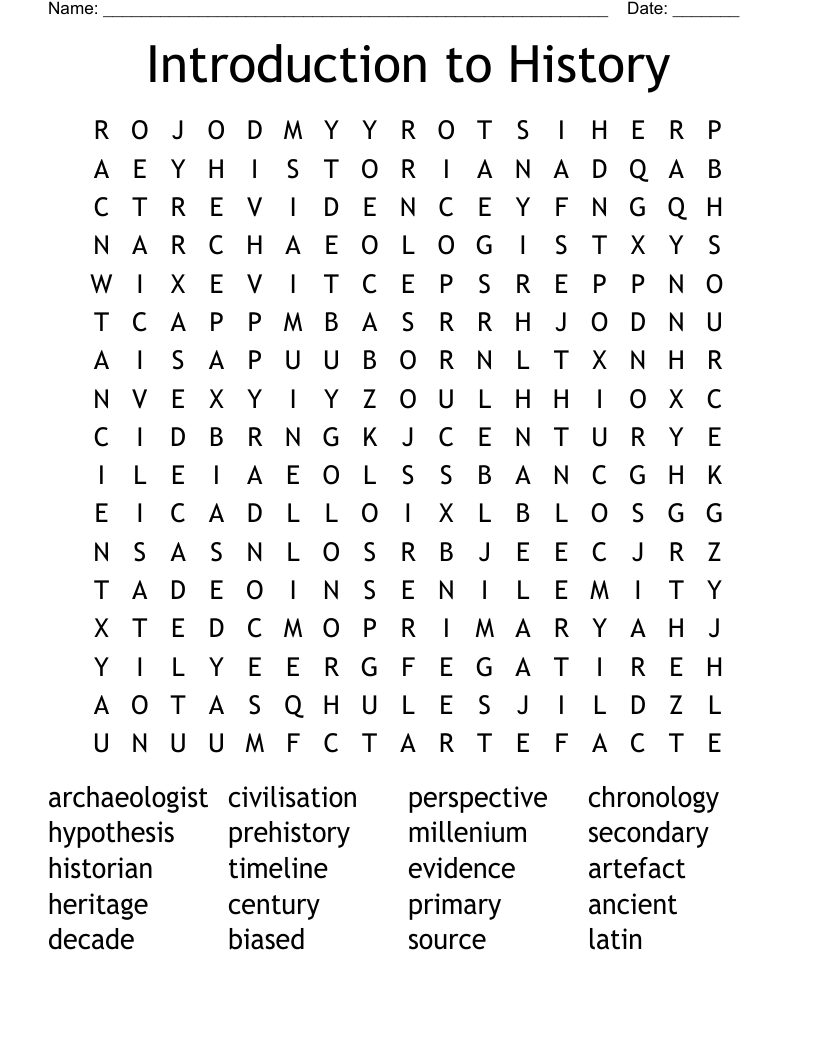 Introduction to History Word Search