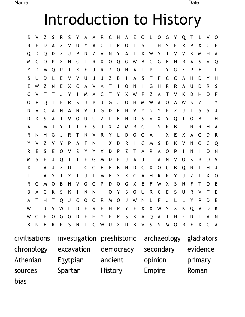 Introduction to History Word Search
