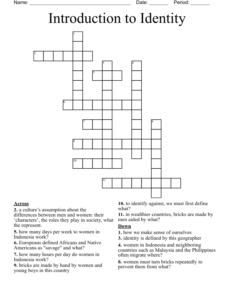 Introduction to Identity Crossword
