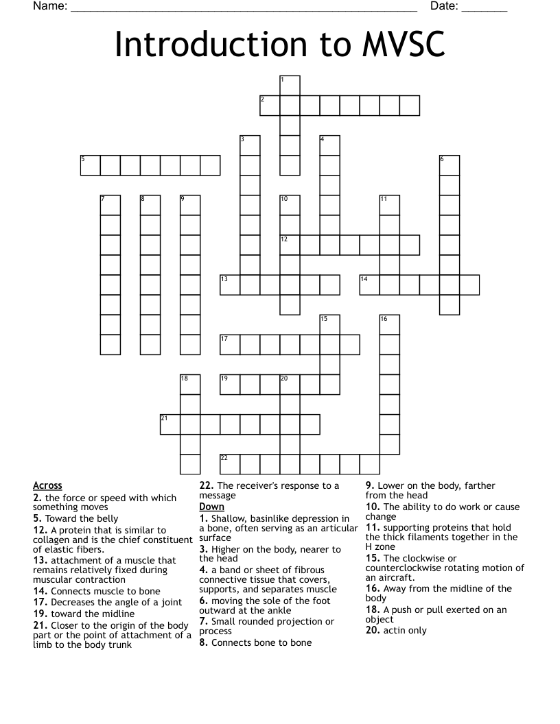 Introduction to MVSC Crossword