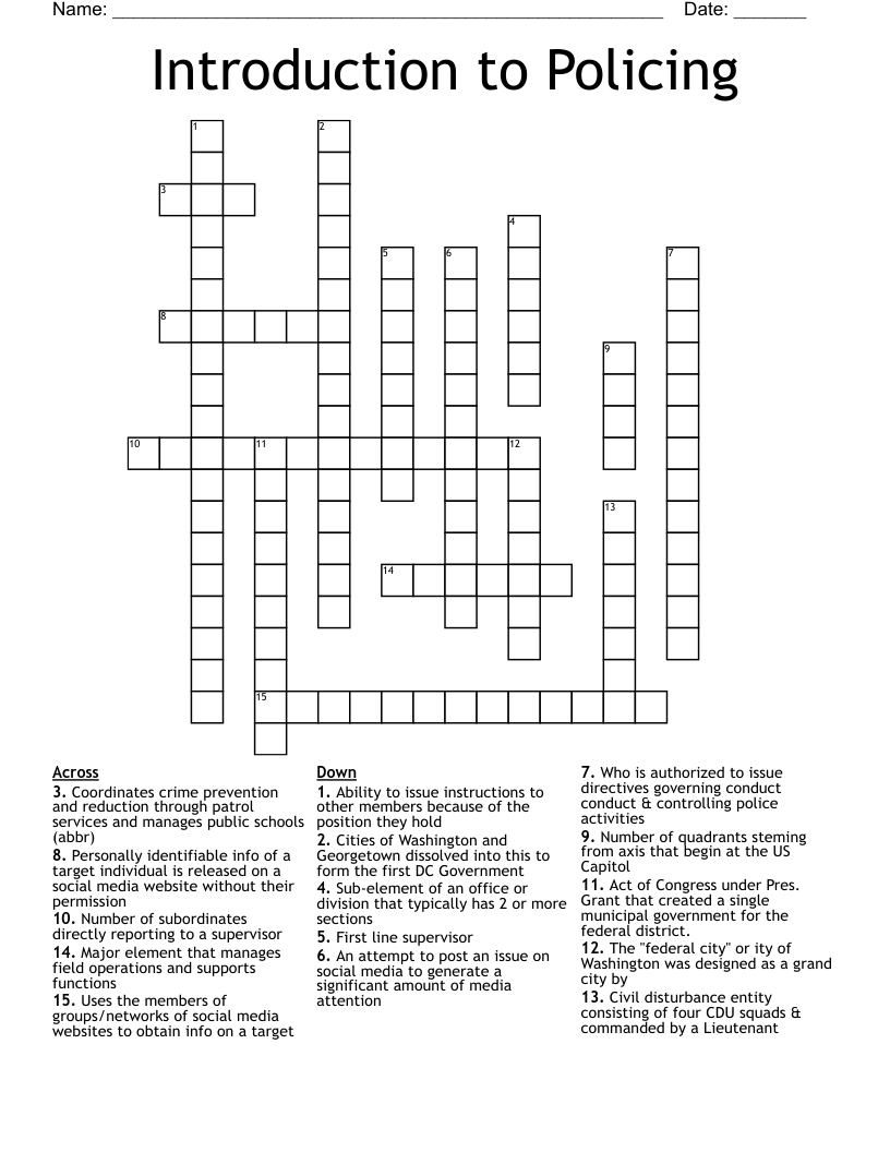 Introduction to Policing Crossword