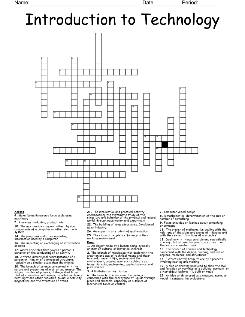 Introduction to Technology Crossword