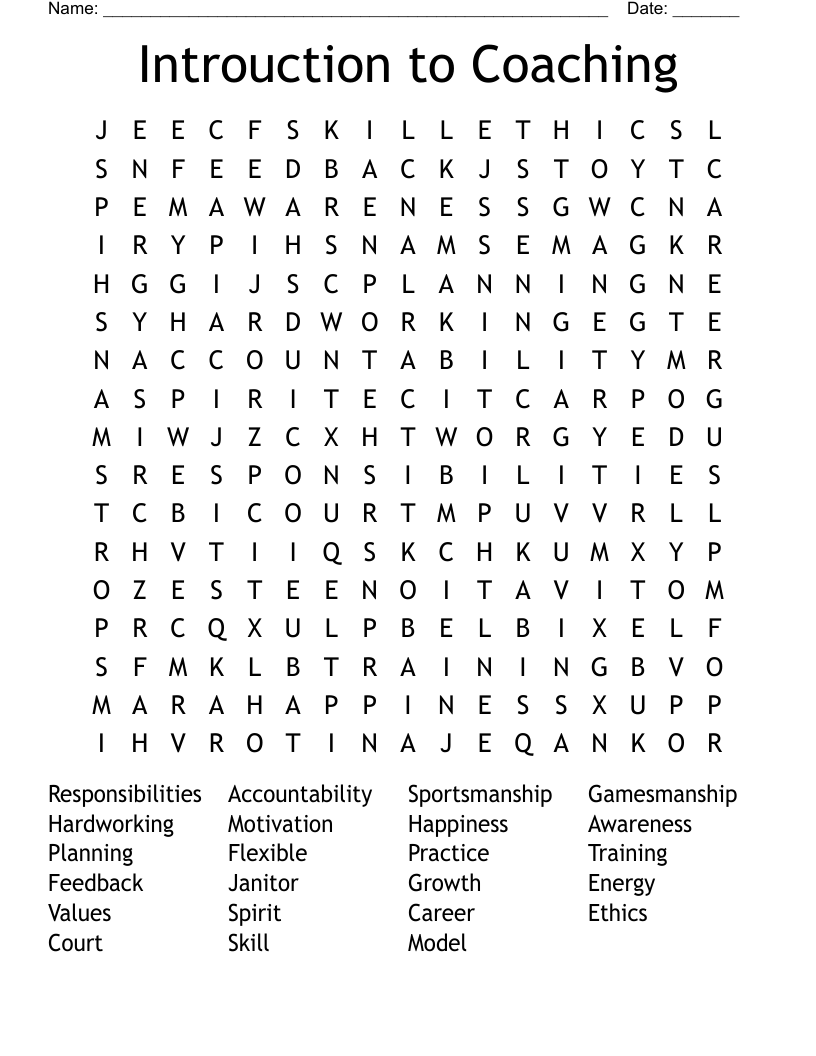 Introuction to Coaching  Word Search