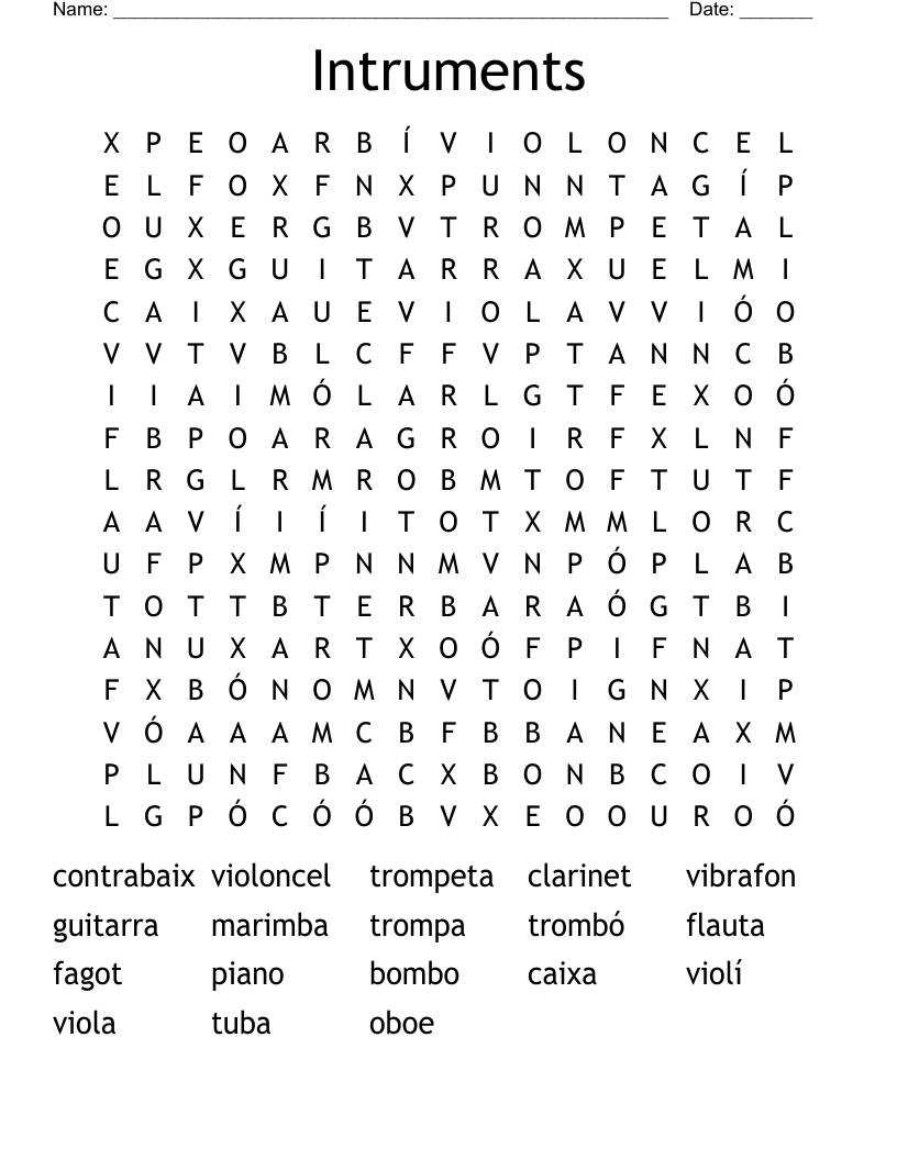 Intruments Word Search