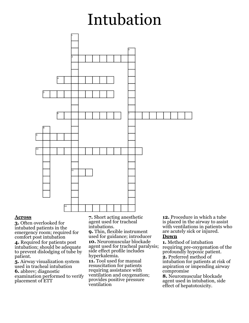 Intubation Crossword