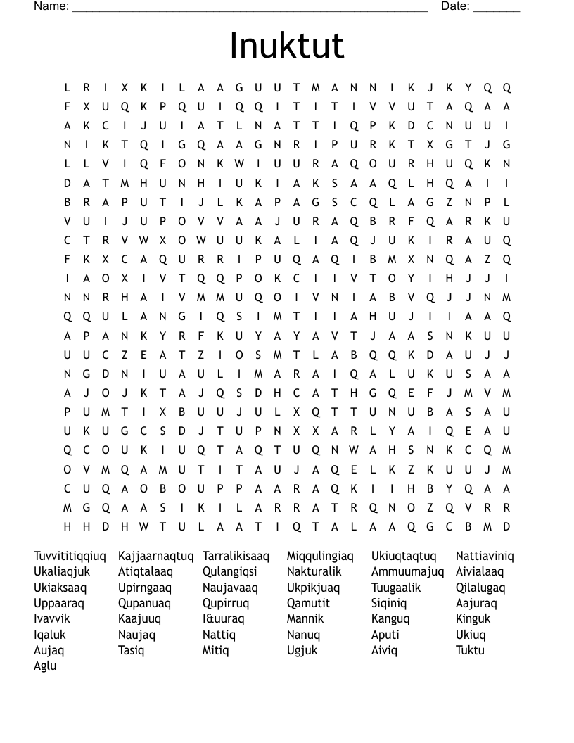 Inuktut Word Search