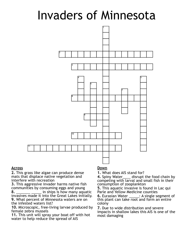 Invaders of Minnesota Crossword