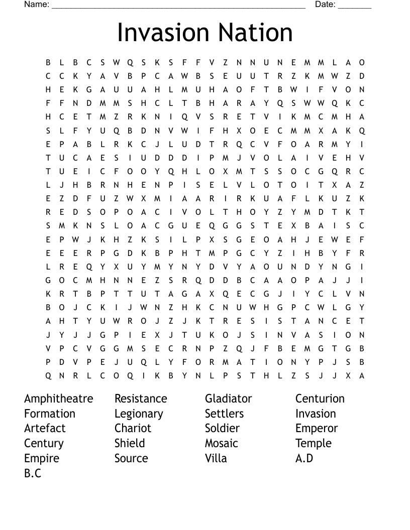 Invasion Nation Word Search