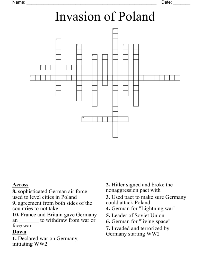 Invasion of Poland Crossword