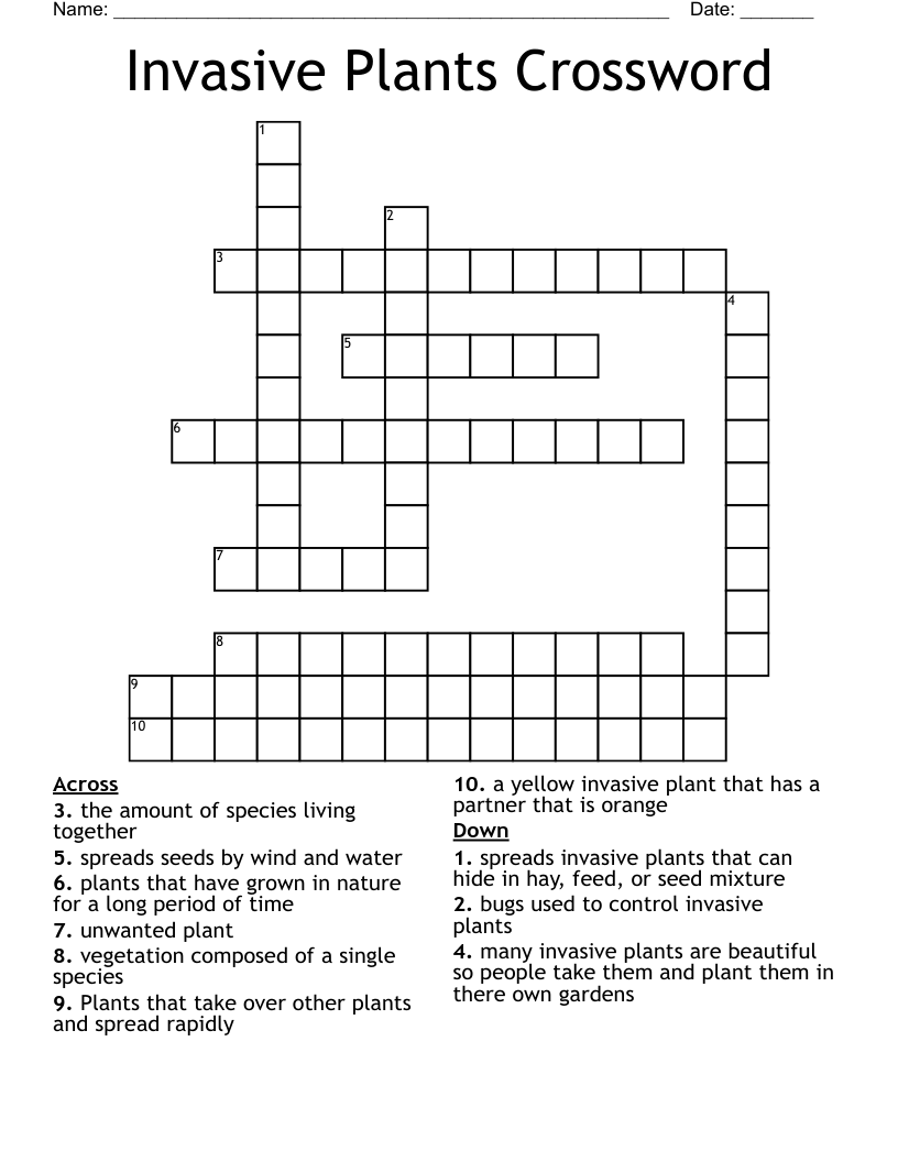 Invasive Plants Crossword