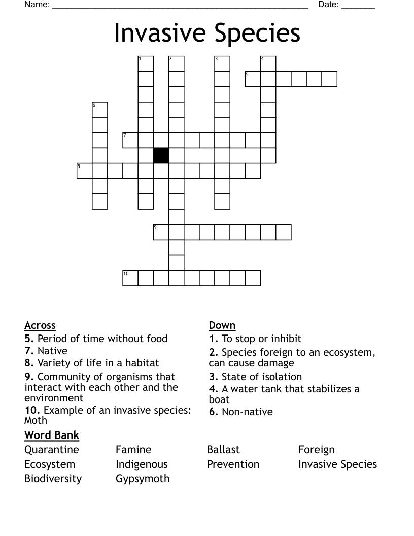 Invasive  Species  Crossword