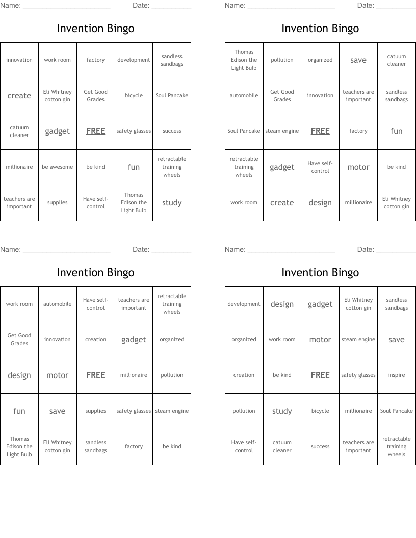 Invention Bingo