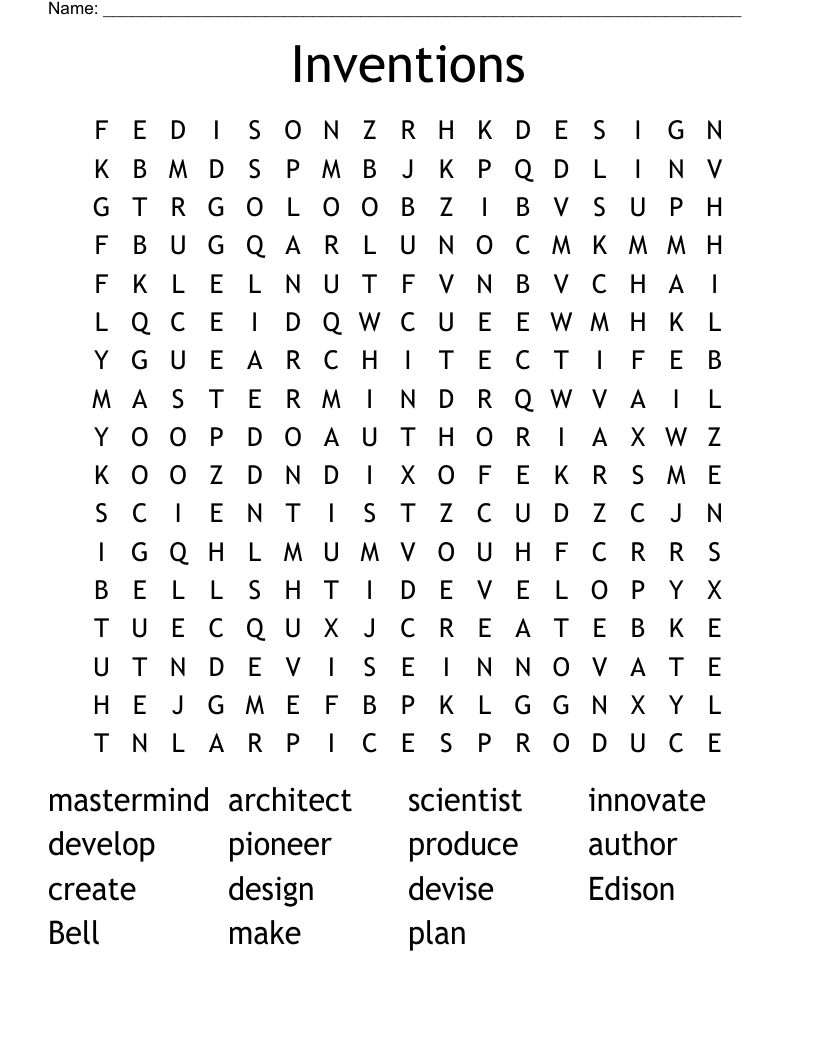 Inventions Word Search