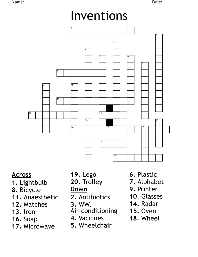 Inventions Crossword