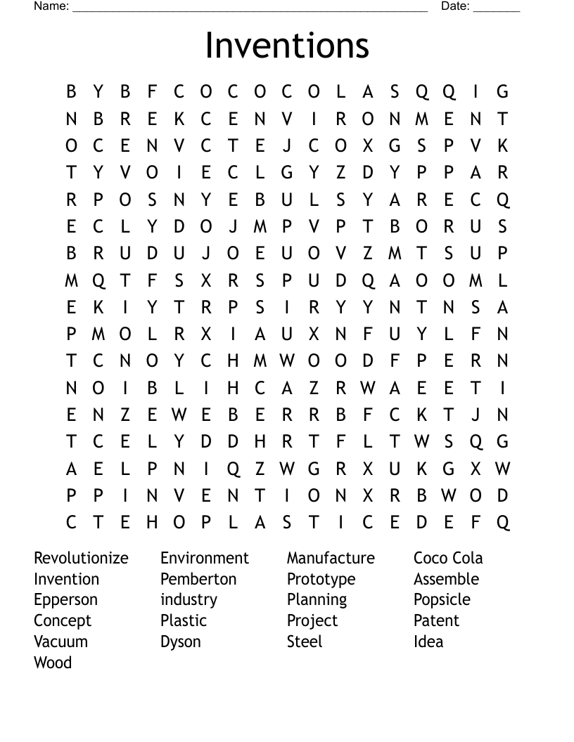 Inventions Word Search