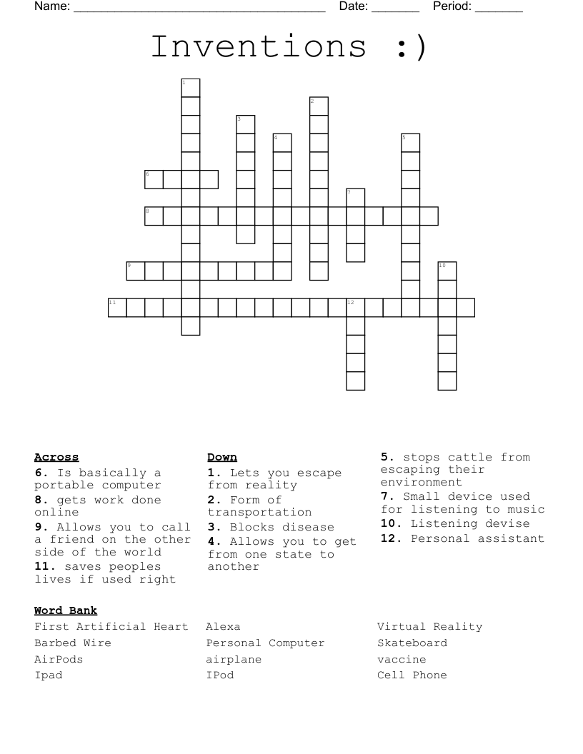 Inventions :) Crossword