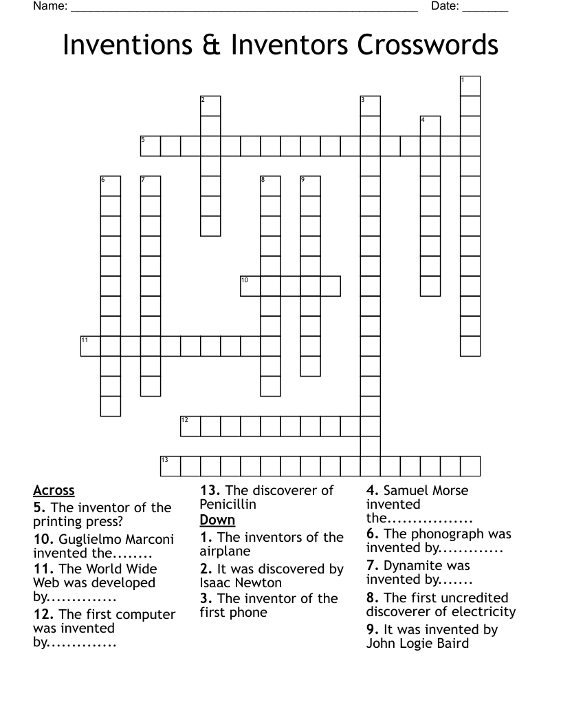 Inventions & Inventors Crosswords 