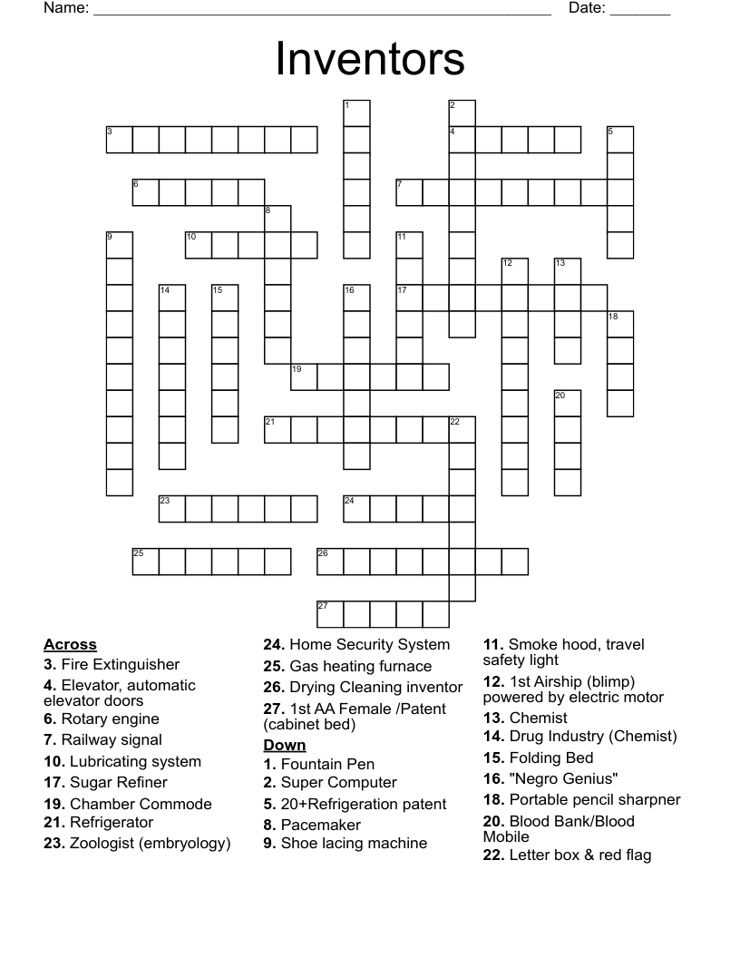 Inventors Crossword