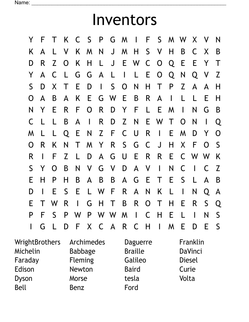 Inventors Word Search