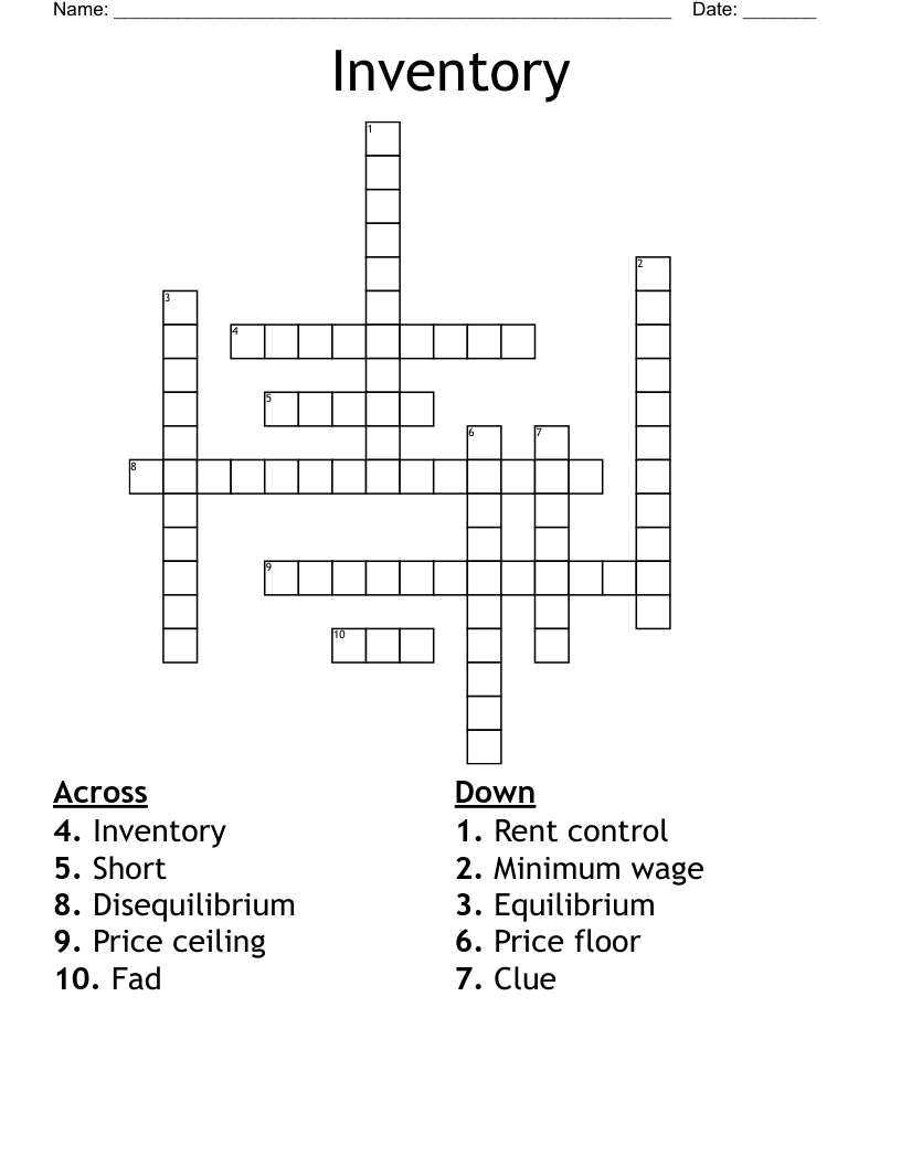 Inventory  Crossword