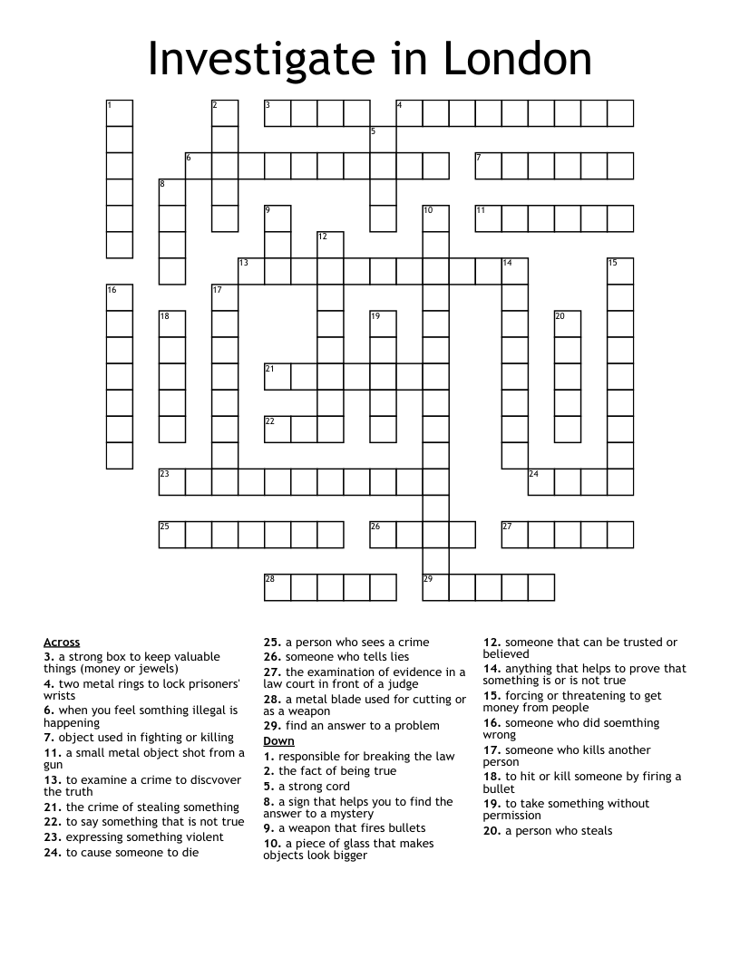 Investigate in London Crossword