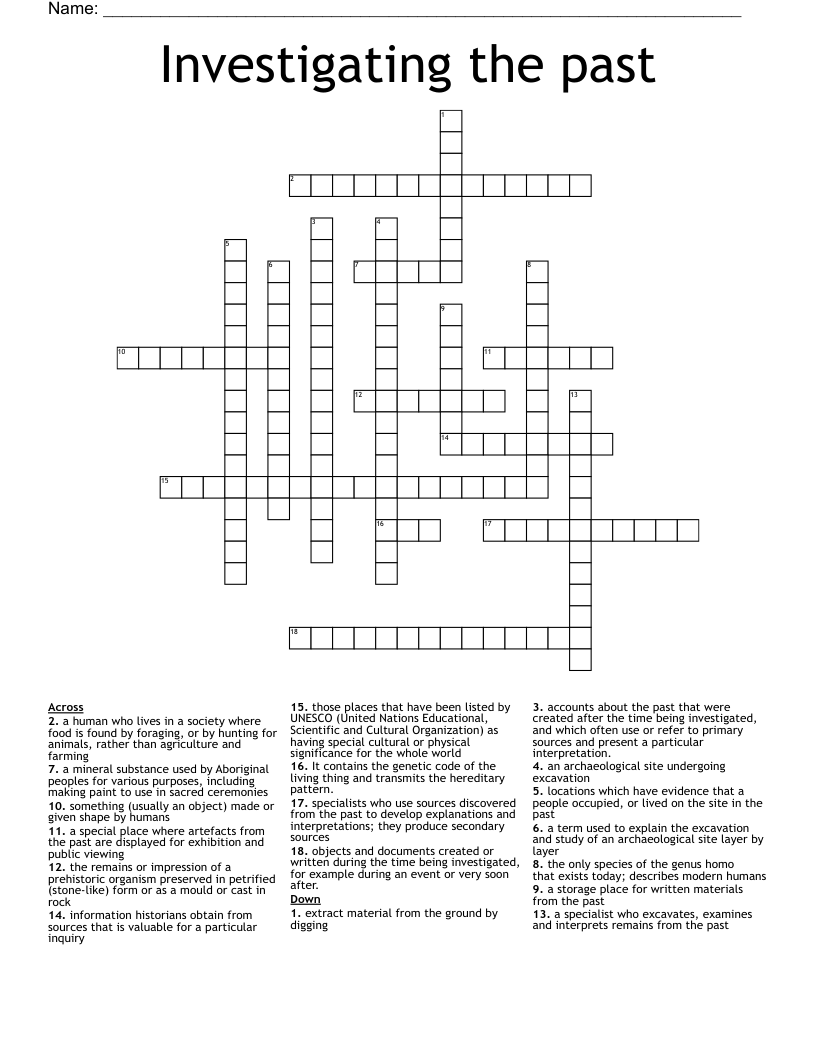 Investigating the past Crossword