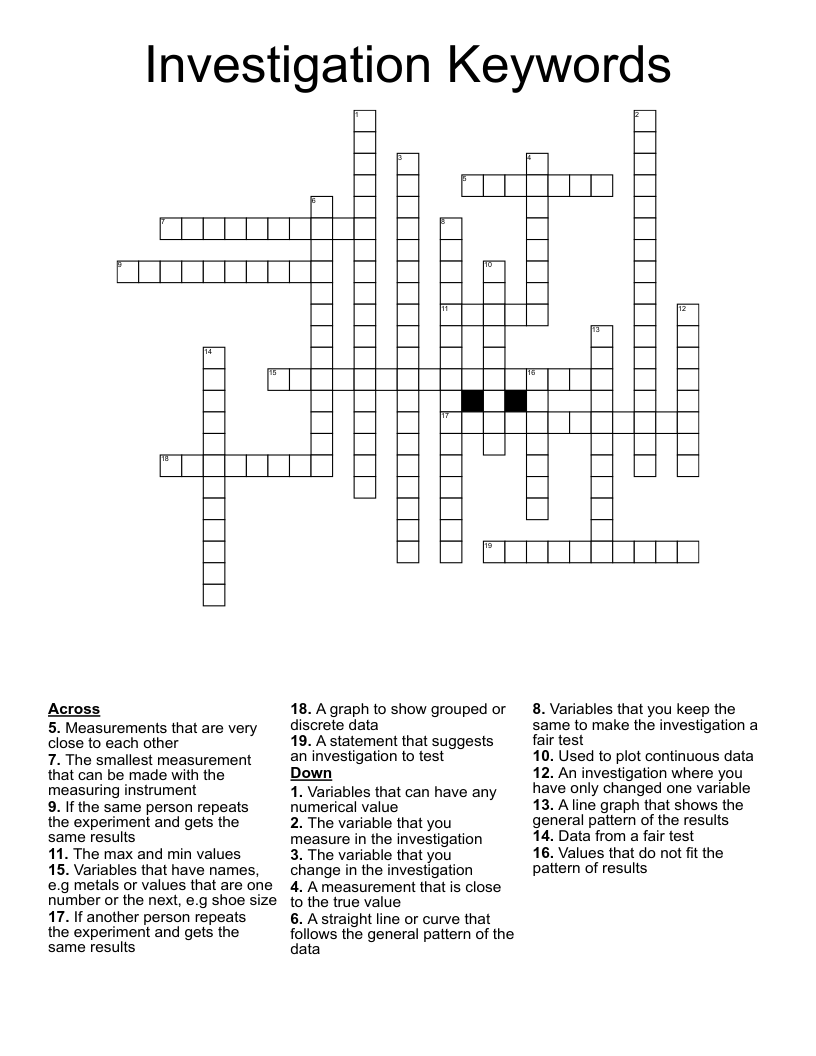 Investigation Keywords Crossword